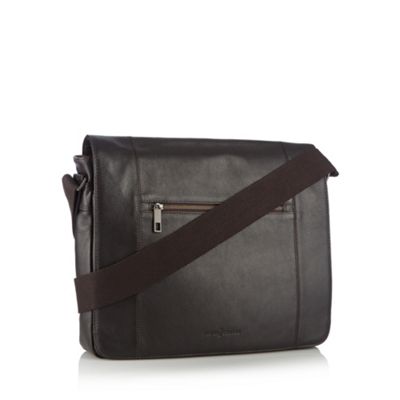 J by Jasper Conran Designer dark brown leather messenger bag